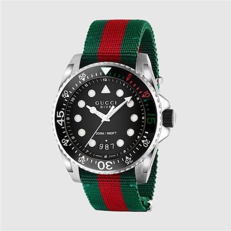 gucci verde e rosso|Orologio Gucci Dive, 45 mm in Web verde e rosso .